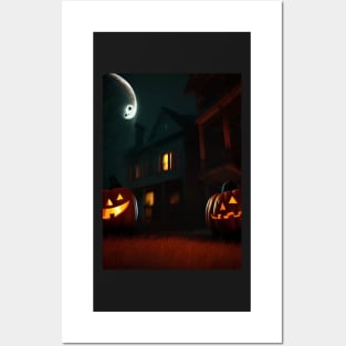 HALLOWEEN CRAZY MOON Posters and Art